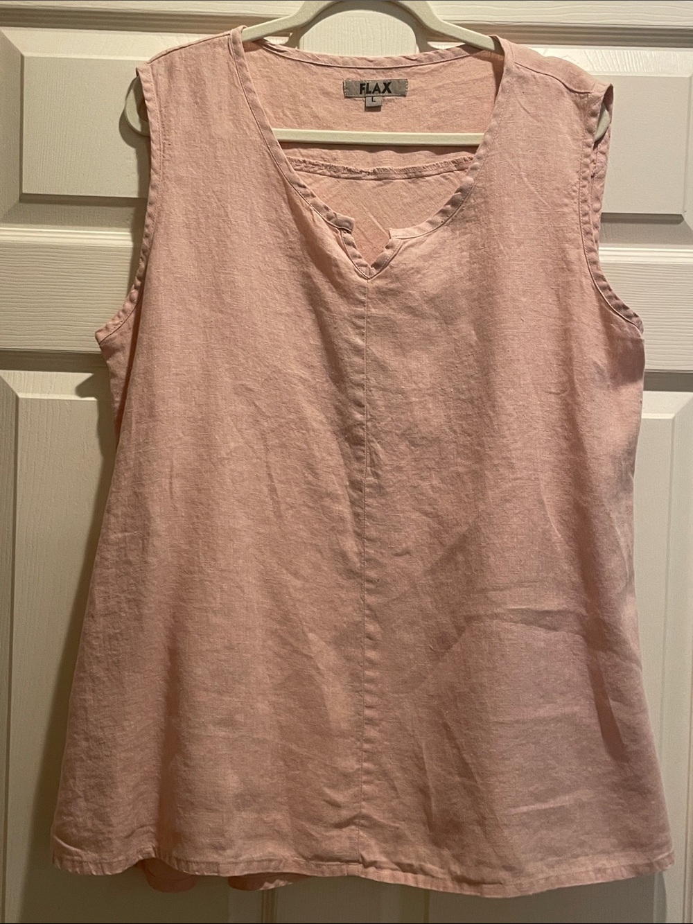 Flax Sleeveless Linen Tunic in Soft Pink Large